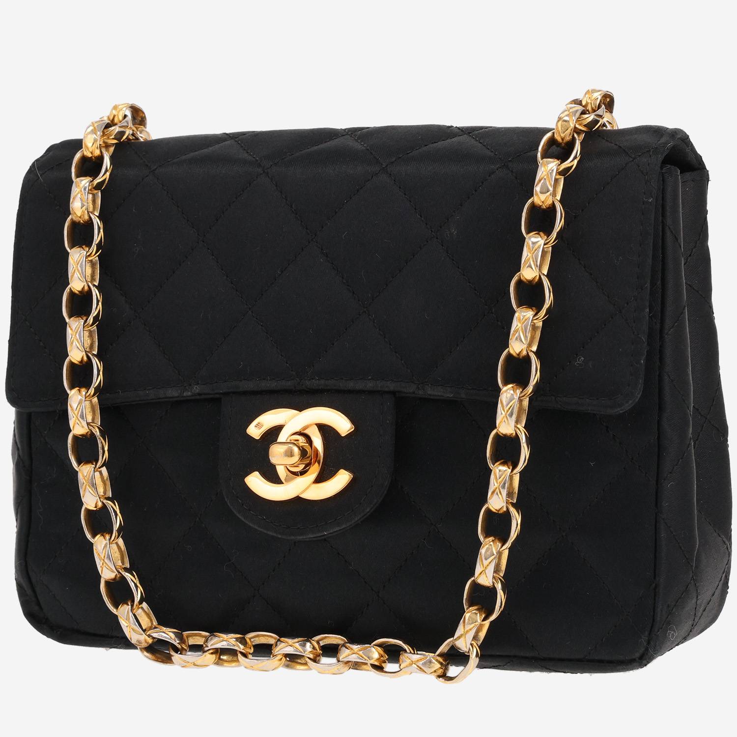 Chanel Timeless Mini shoulder bag in black satin