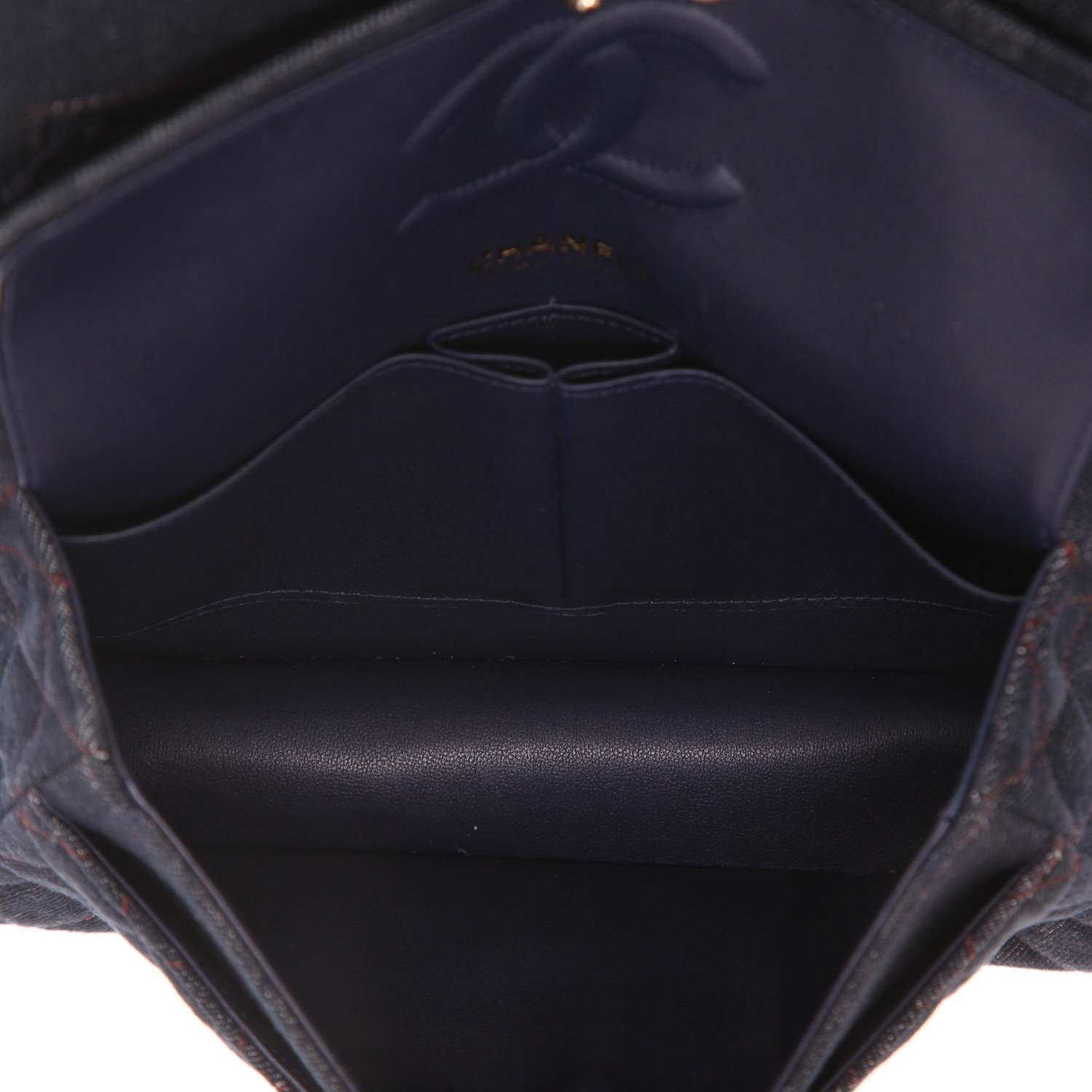 Borsa Chanel  Timeless Classic in tela di denim Bleu Marine - Detail D3
