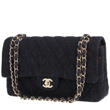 Borsa Chanel  Timeless Classic in tela di denim Bleu Marine