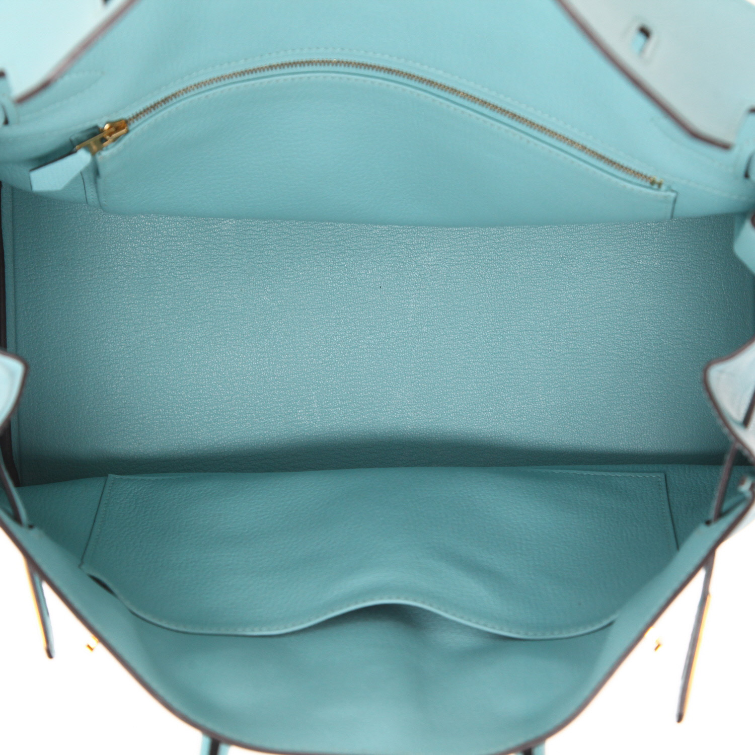 Bolso Hermès Birkin de 35 cm en piel Epsom Bleu Atoll - Detail D3