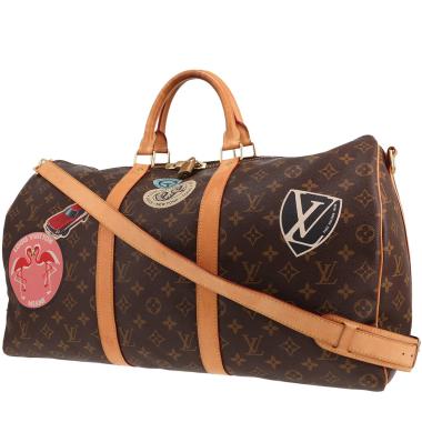 Bolsa de viaje Louis Vuitton Keepall de edición limitada, en lona Monogram marrón y piel natural