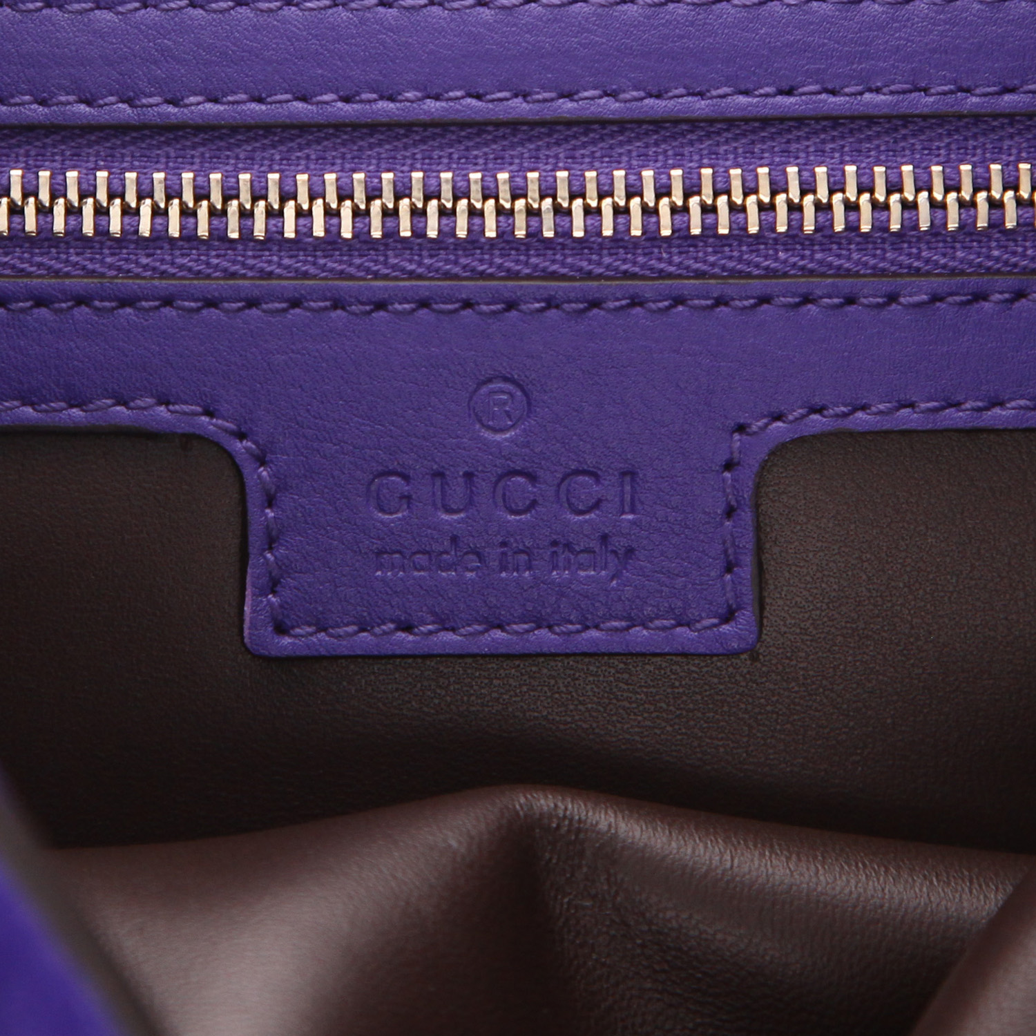 Borsa Gucci  Jackie modello grande  in pelle di vitello scamosciata viola - Detail D2