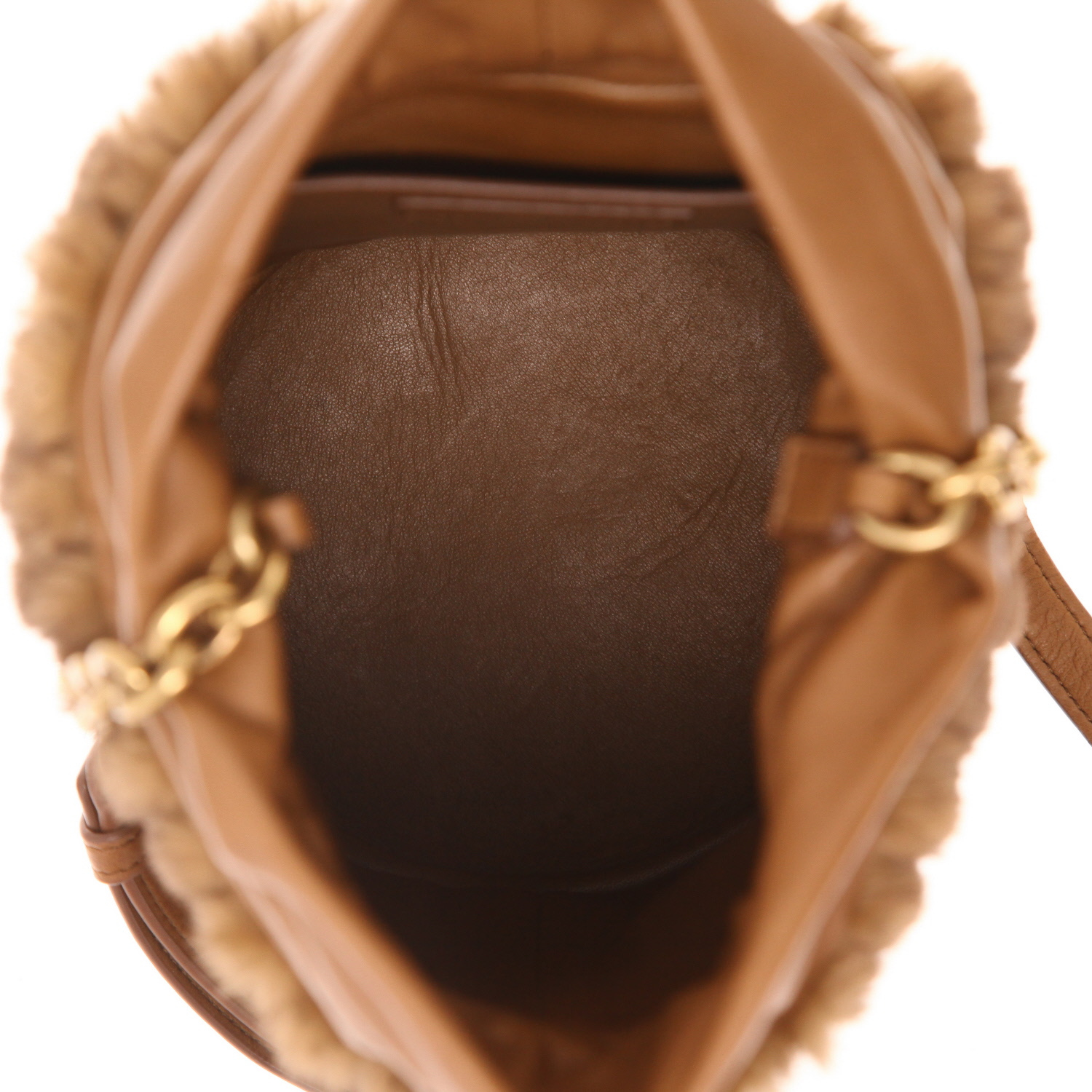 Sac bandoulière Saint Laurent   en fourrure marron et cuir marron - Detail D3