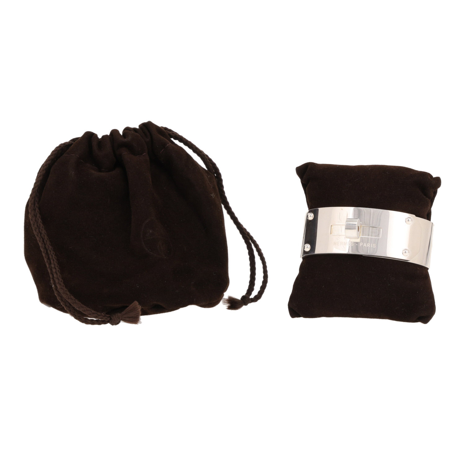 Bracciale a polsino con chiusura Hermès Kelly in argento