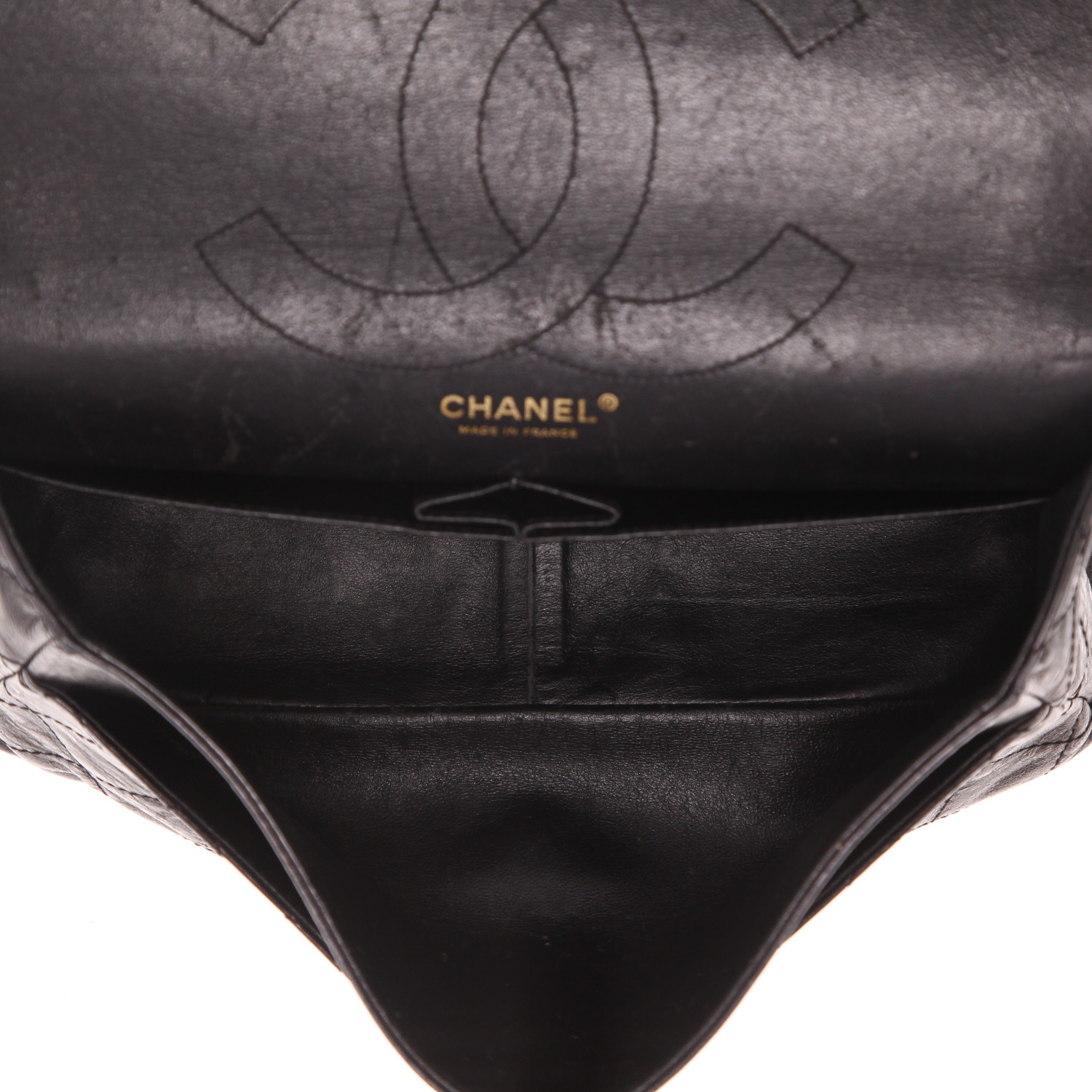 Bolso Chanel 2.55 de piel acolchada negra - Detail D3