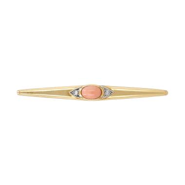 A 1960s Van Cleef Arpels brooch in yellow gold, platinium, coral and diamonds