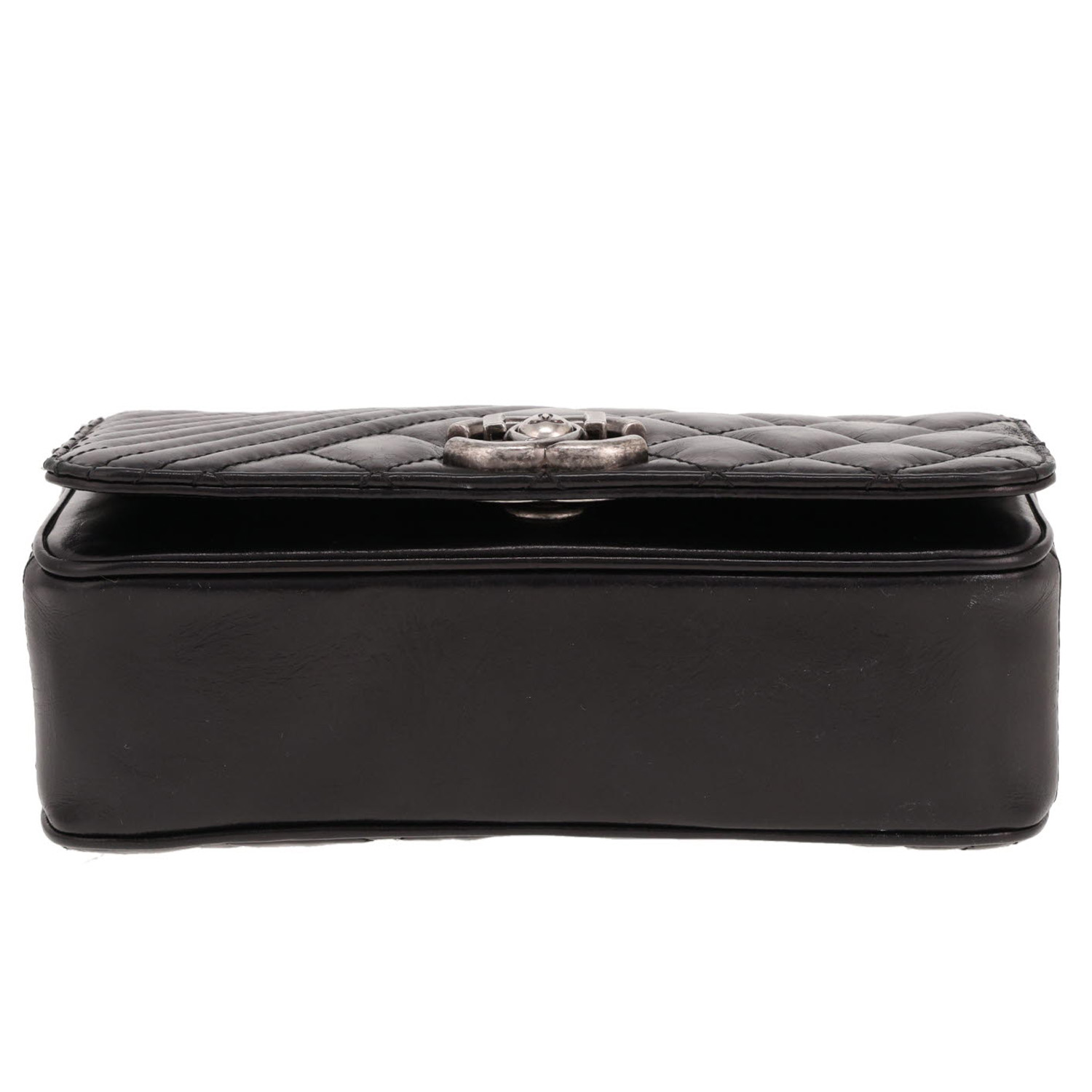 Borsa a tracolla Chanel Boy Wallet in pelle trapuntata nera - Detail D1