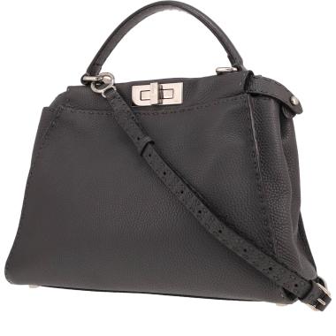 Fendi Peekaboo medium-sized handbag in grey grained leather