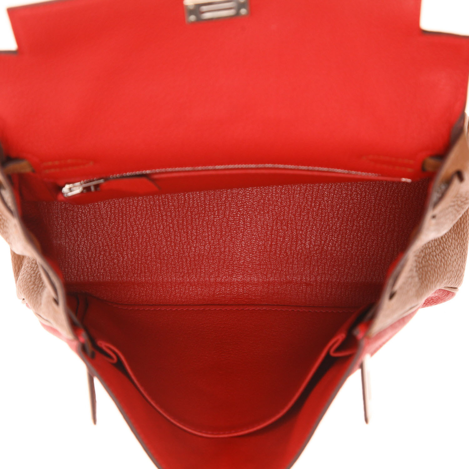 Borsa Hermès Kelly 25 cm in pelle Togo rossa e Gold - Detail D3