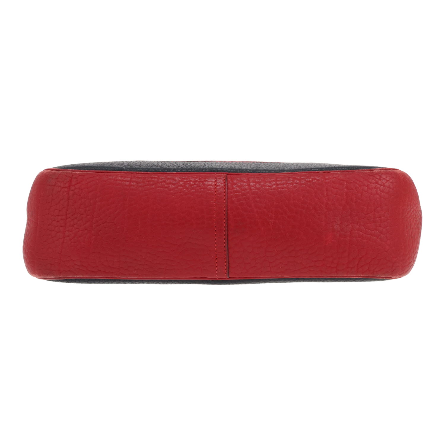Sac porté épaule ou main Hermès  Trim en cuir grainé bicolore rouge et bleu-marine - Detail D1