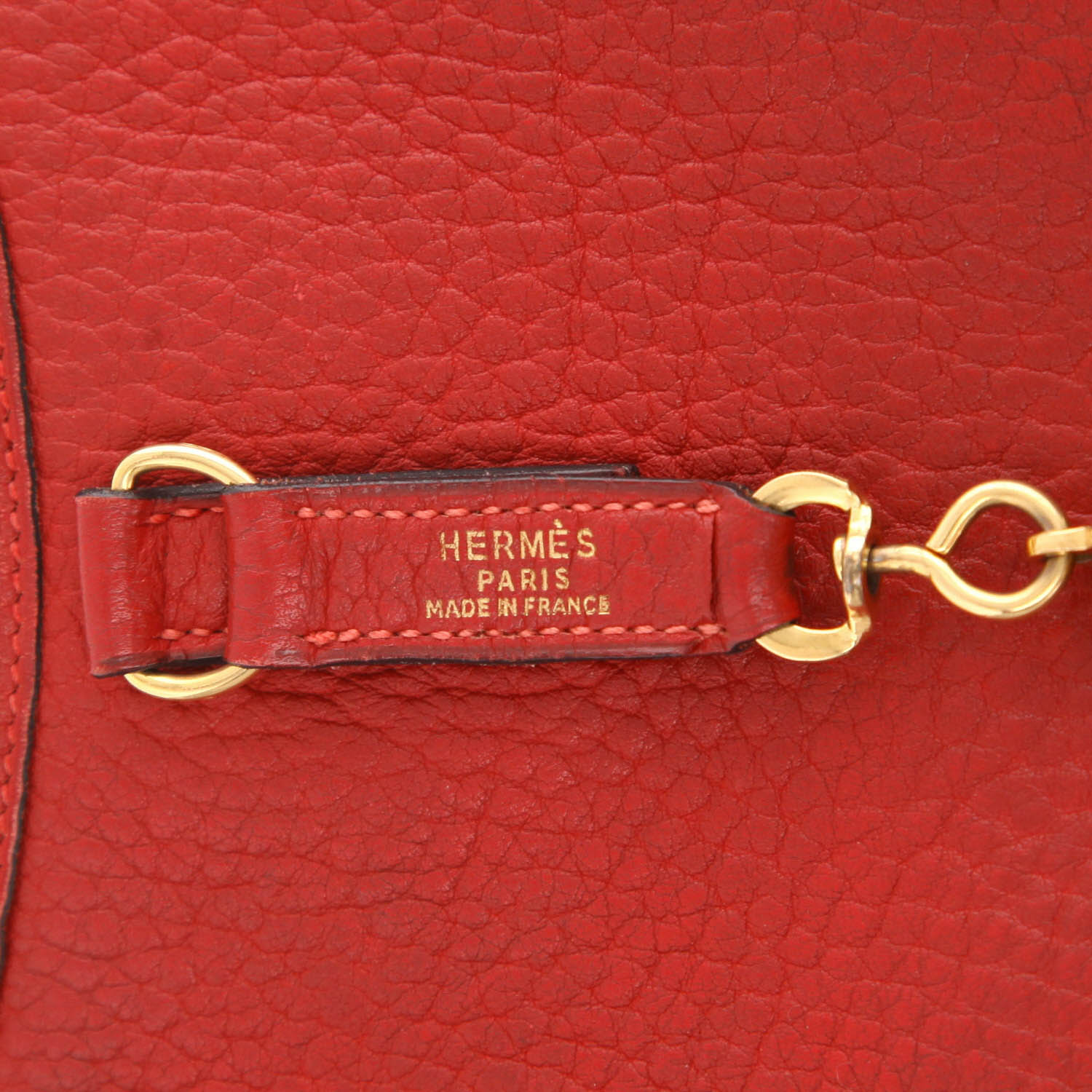 Sac porté épaule ou main Hermès  Trim en cuir grainé bicolore rouge et bleu-marine - Detail D2