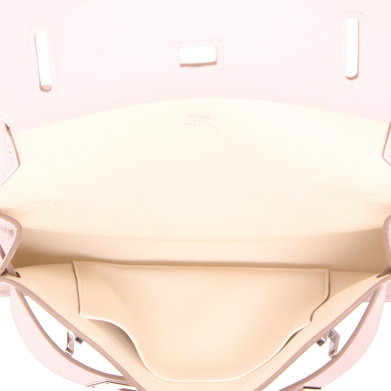 Sac bandoulière Hermès  Jypsiere mini  en cuir Swift Mauve Pâle - Detail D3