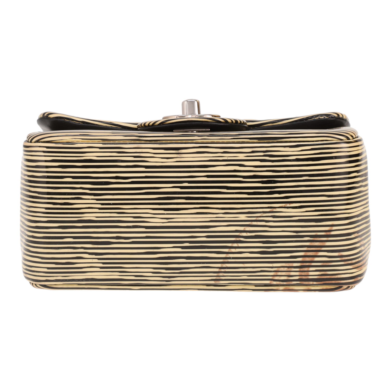 Sac bandoulière Chanel  Timeless Mini en cuir verni jaune et noir - Detail D1