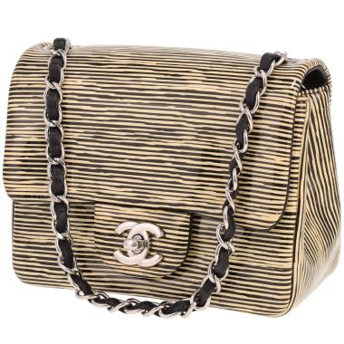 Borsa a tracolla Chanel Timeless Mini in pelle verniciata gialla e nera