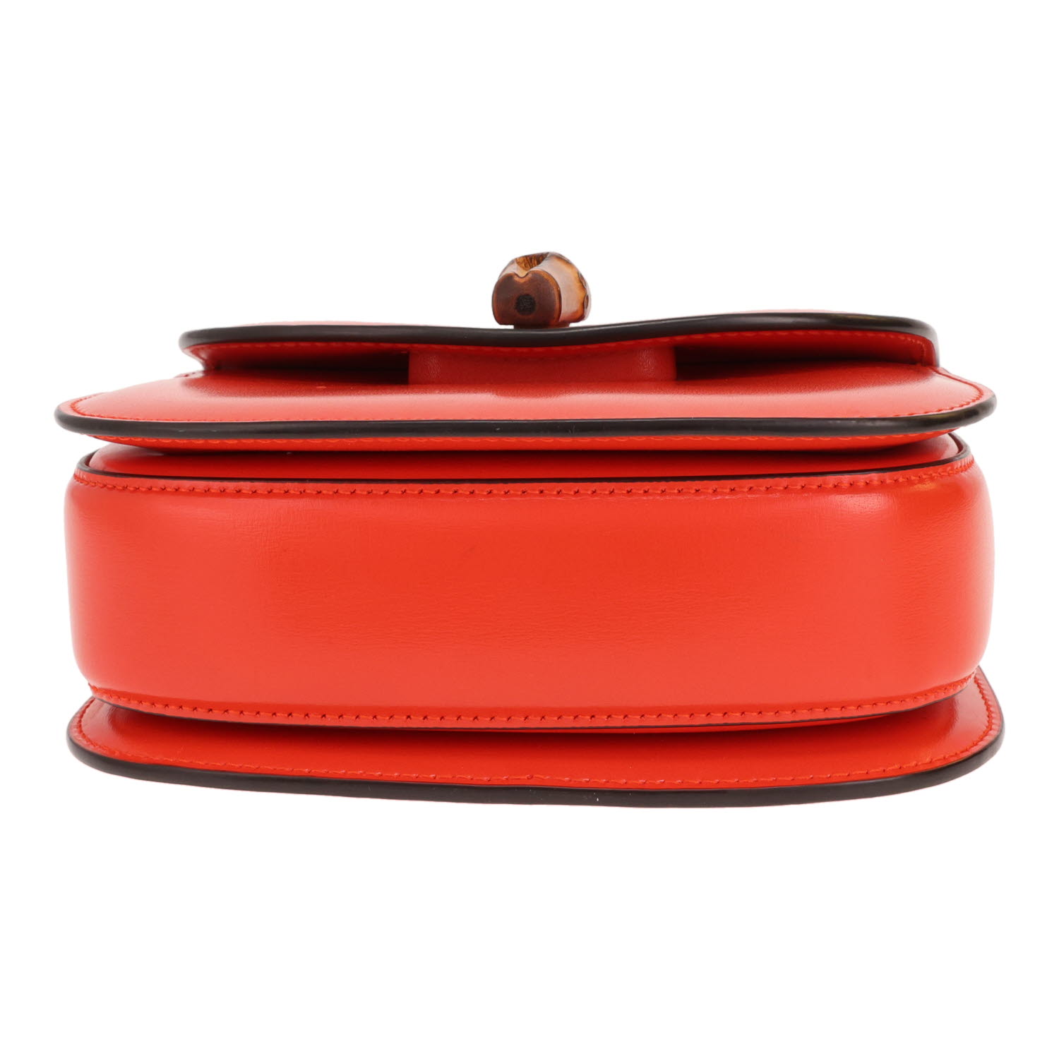 Gucci Bamboo micro handbag in orange smooth leather and Bambou - Detail D1