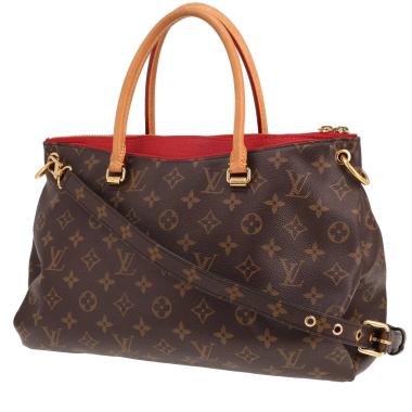 Borsa Louis Vuitton Pallas in tela Monogram marrone e pelle rossa