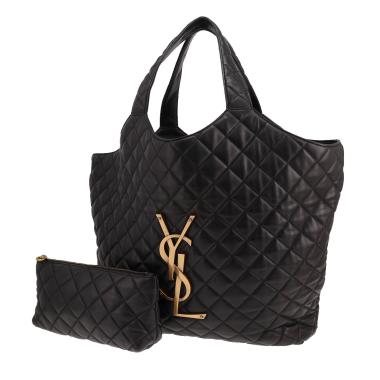 Borsa shopping Saint Laurent Icare in pelle trapuntata nera
