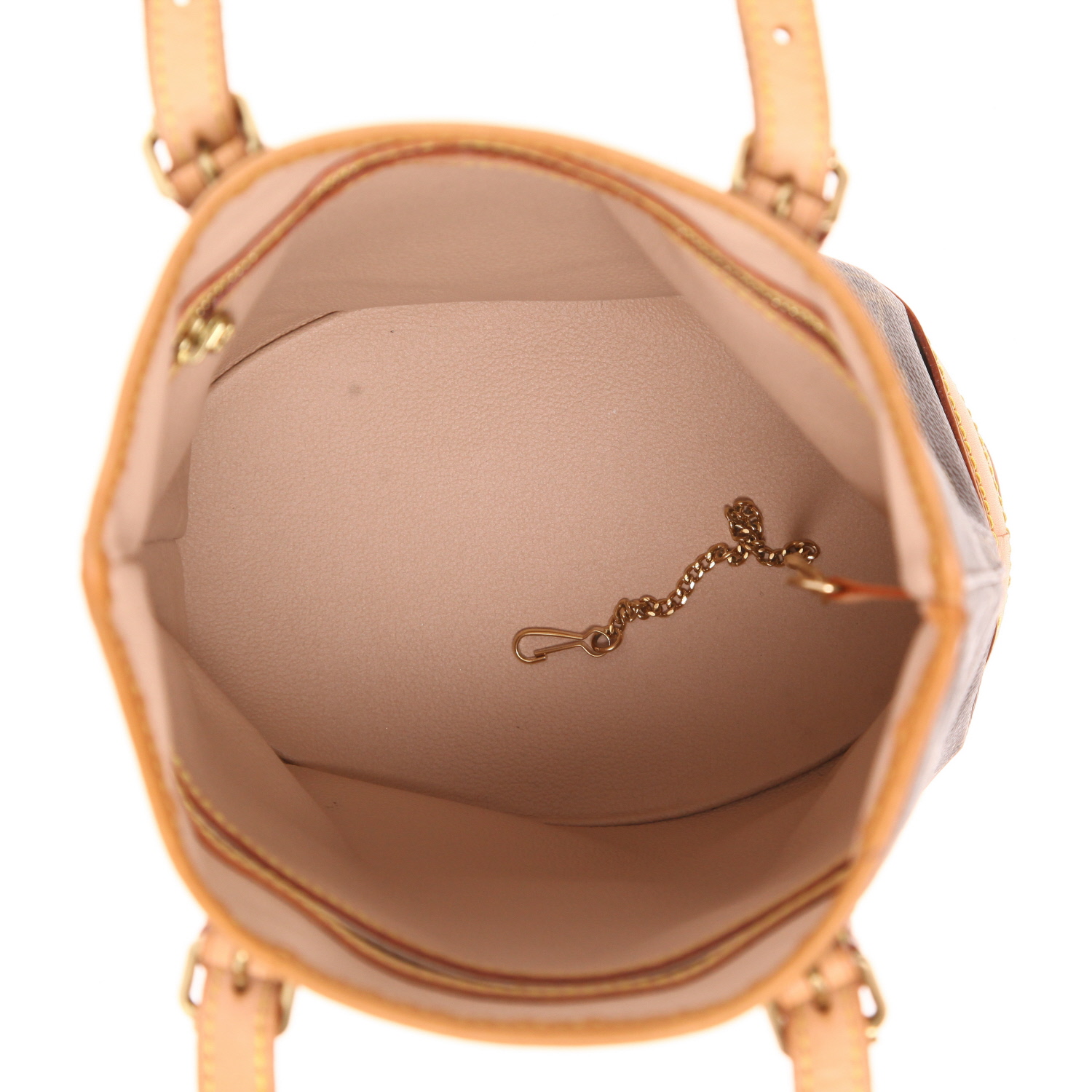 Louis Vuitton Bucket handbag in brown Monogram canvas and natural leather - Detail D3