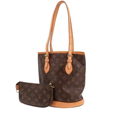 Sac à main Louis Vuitton  Bucket en toile monogram marron et cuir naturel