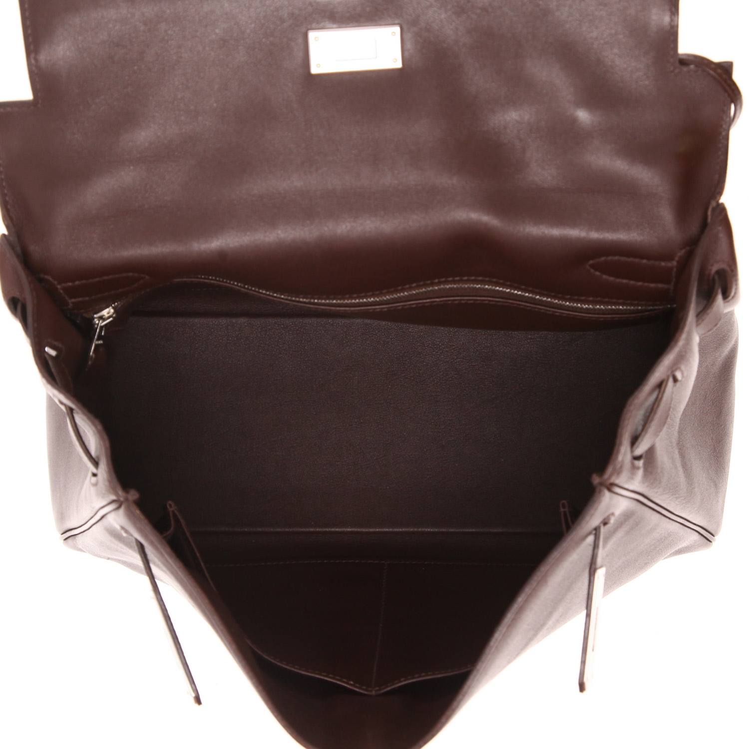 Borsa Hermès Kelly 32 cm in pelle Evergrain marrone - Detail D3