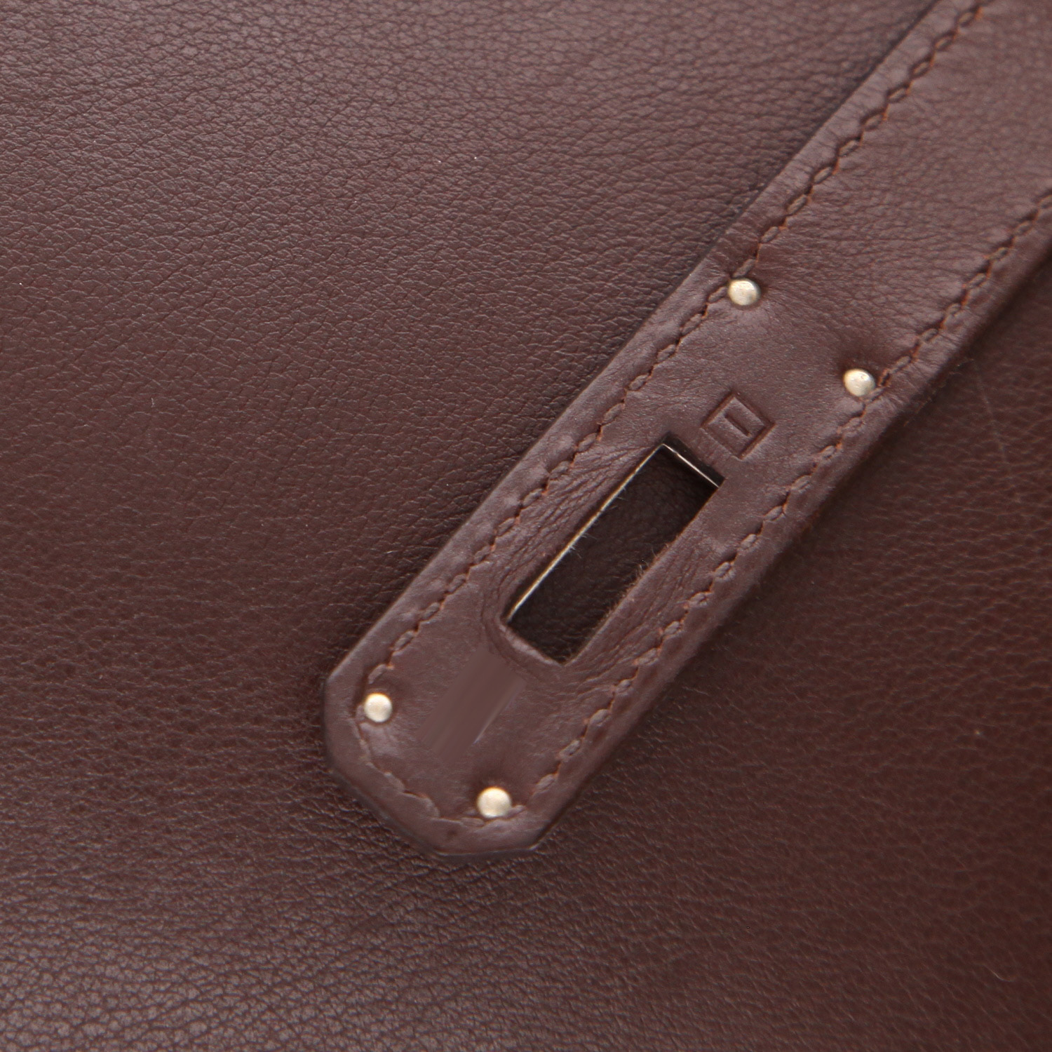 Sac à main Hermès  Kelly 32 cm en cuir Evergrain marron - Detail D4