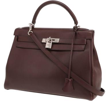 Sac à main Hermès  Kelly 32 cm en cuir Evergrain marron
