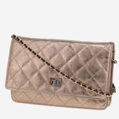 Sac bandoulière Chanel  2.55 - Wallet on Chain en cuir mordoré