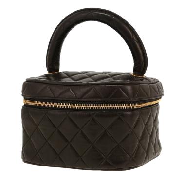 Vanity Chanel  Vintage en cuir matelassé noir