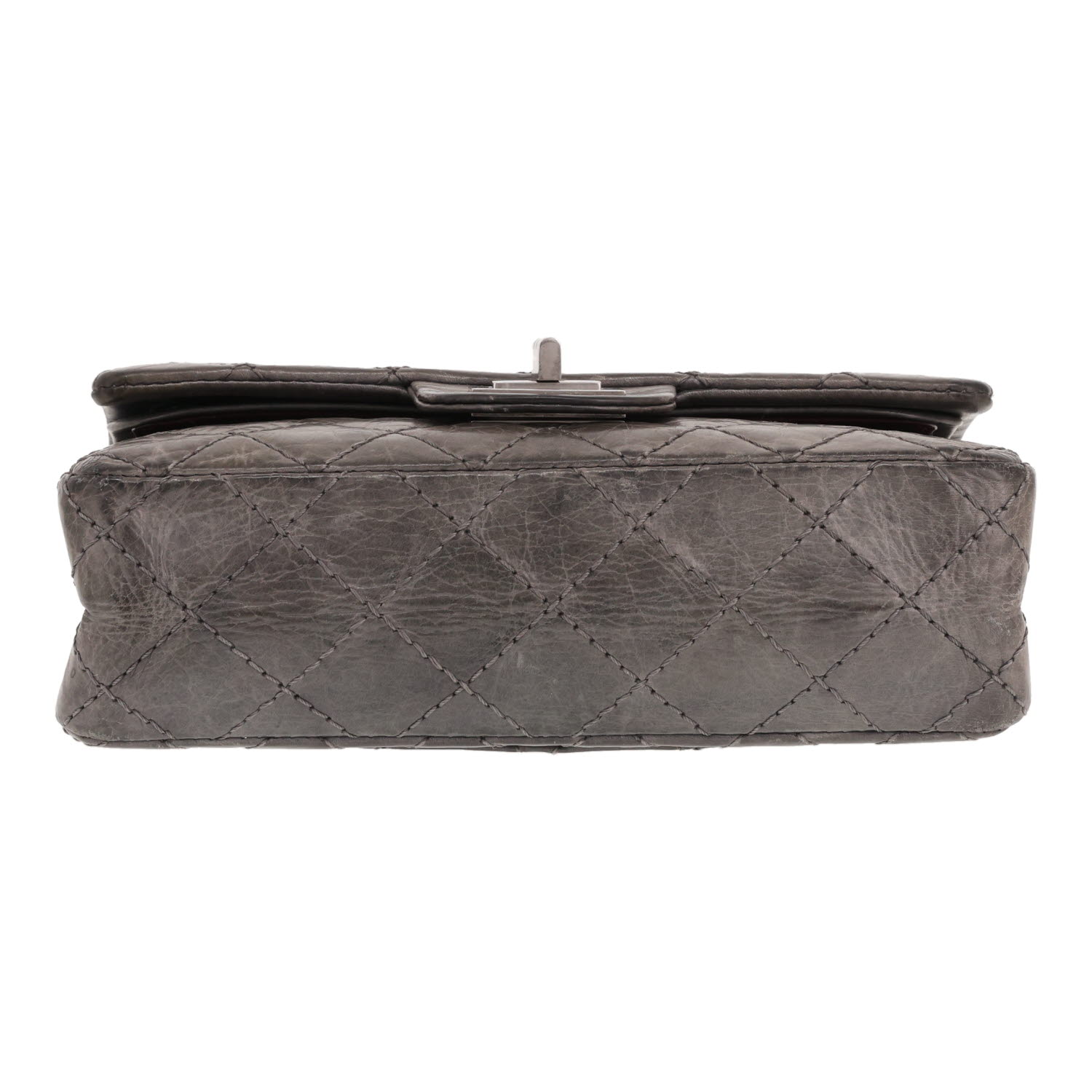 Bolso Chanel 2.55 mini de piel acolchada gris - Detail D1