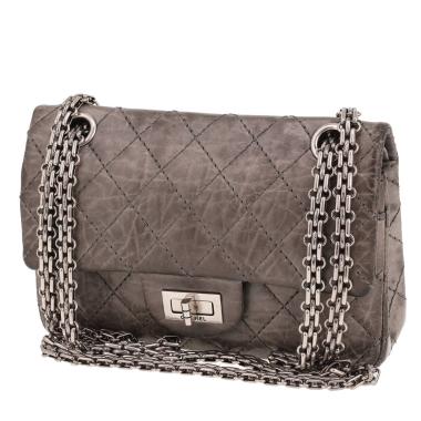 Chanel 2.55 mini handbag in grey quilted leather