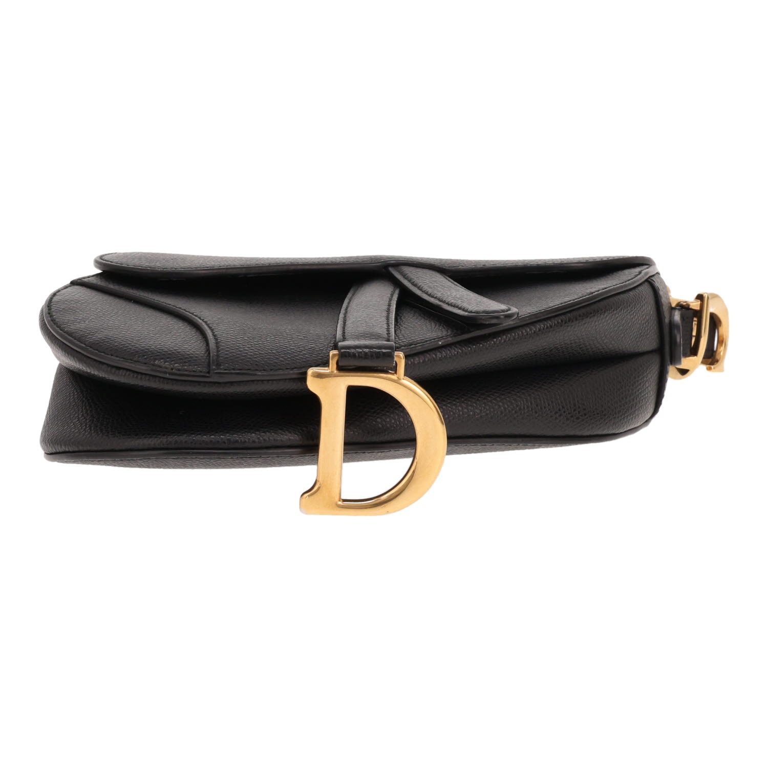 Sac à main Dior  Saddle Mini en cuir grainé noir - Detail D1