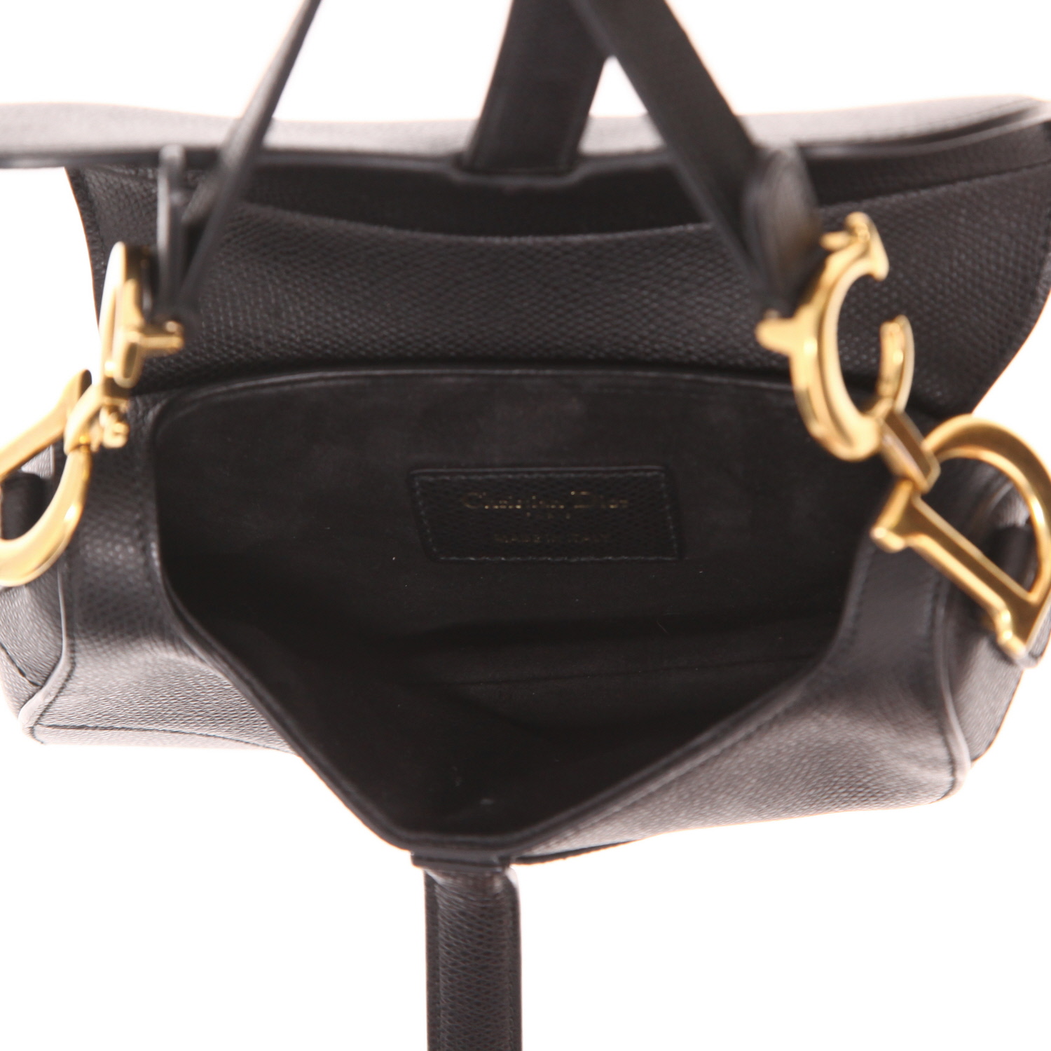 Bolso Dior Saddle Mini de piel granulada Noir - Detail D3