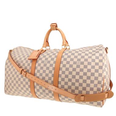Louis Vuitton Keepall 55 travel bag in azure Damier canvas and natural leather