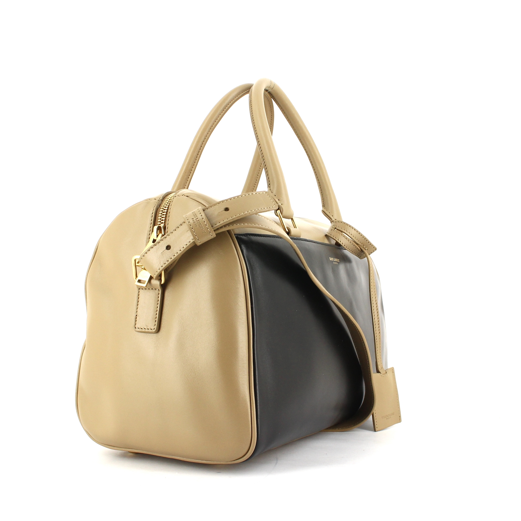 Saint Laurent Duffle handbag  in beige and black bicolor  leather