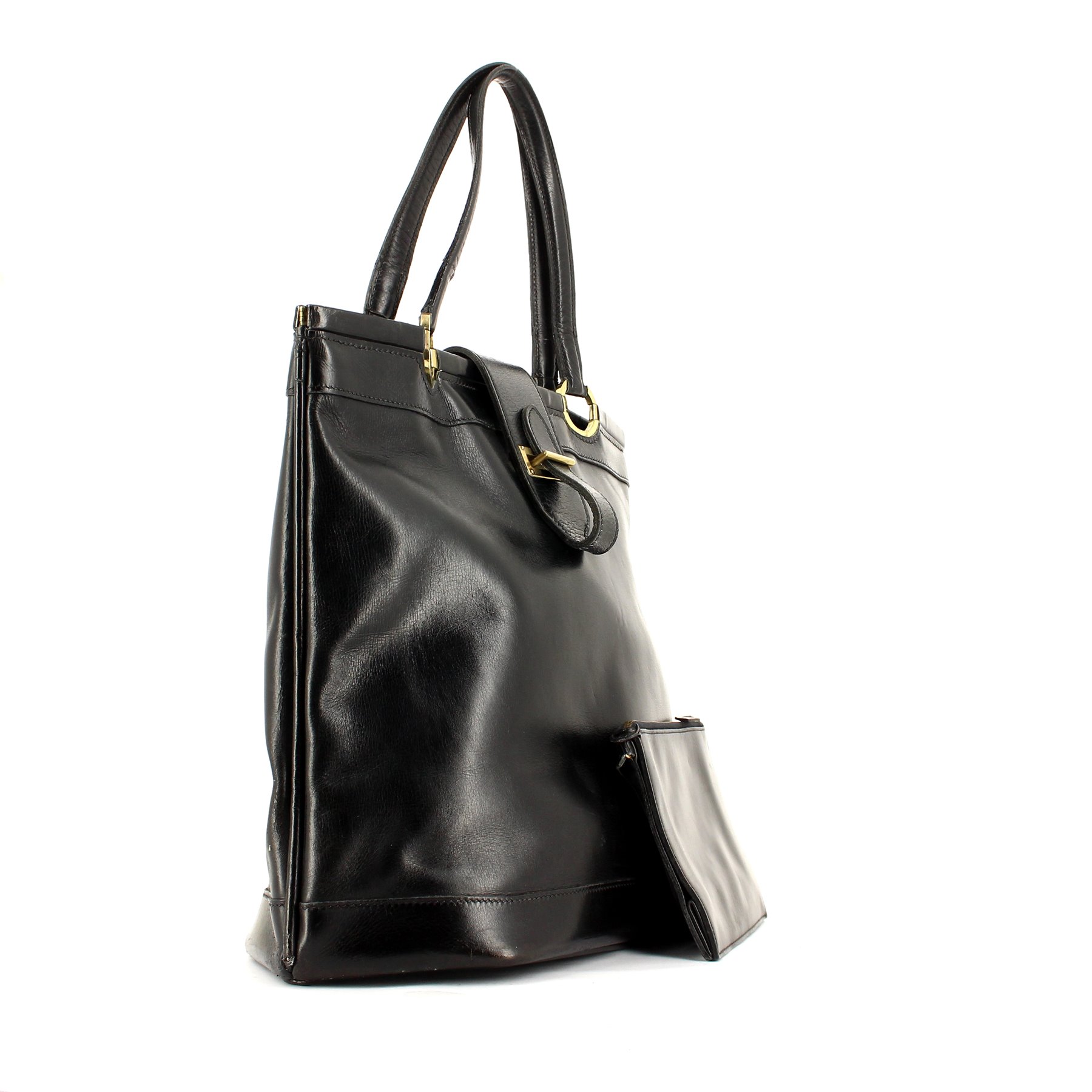 Hermes Berry handbag in black box leather