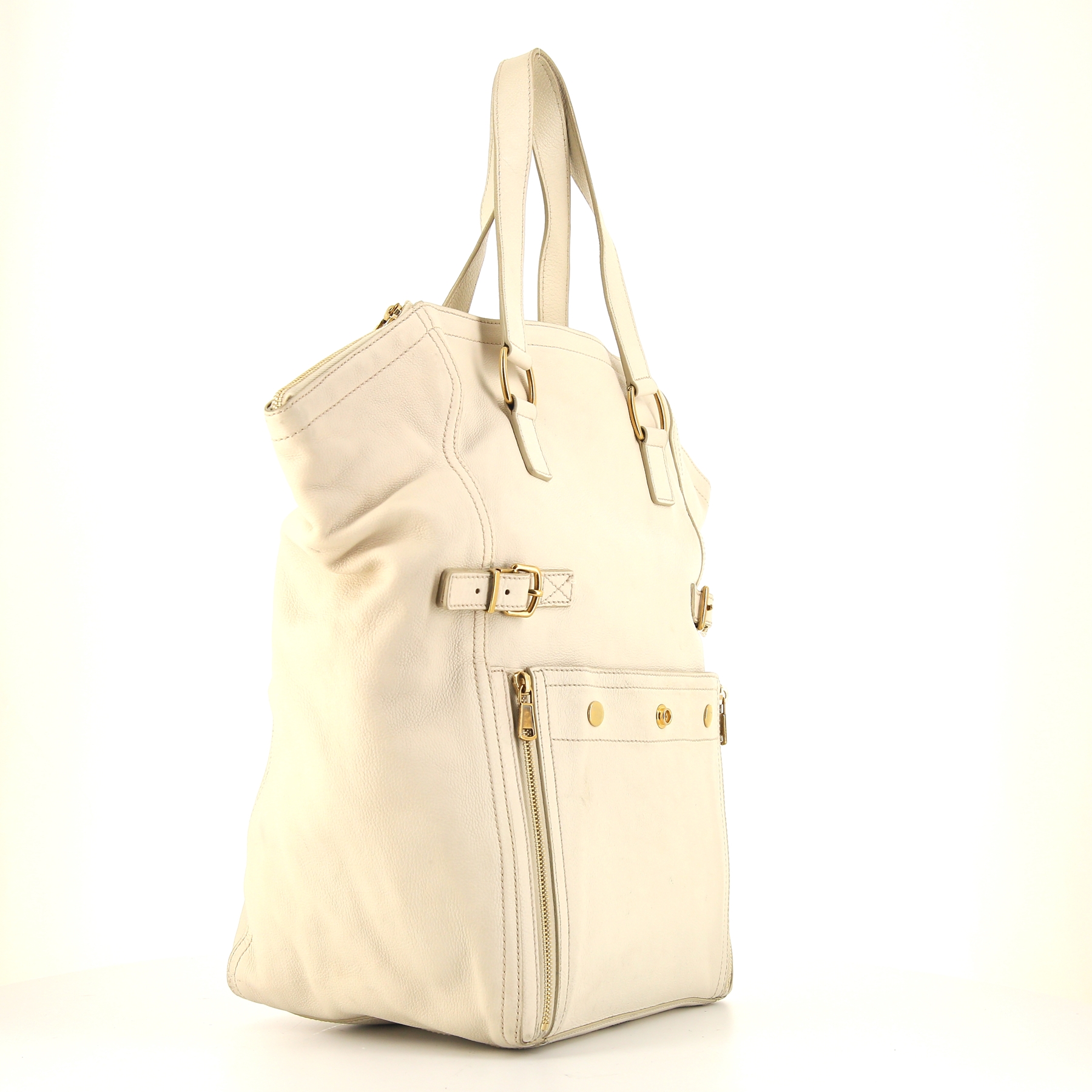 Saint Laurent Downtown large model handbag in white leather