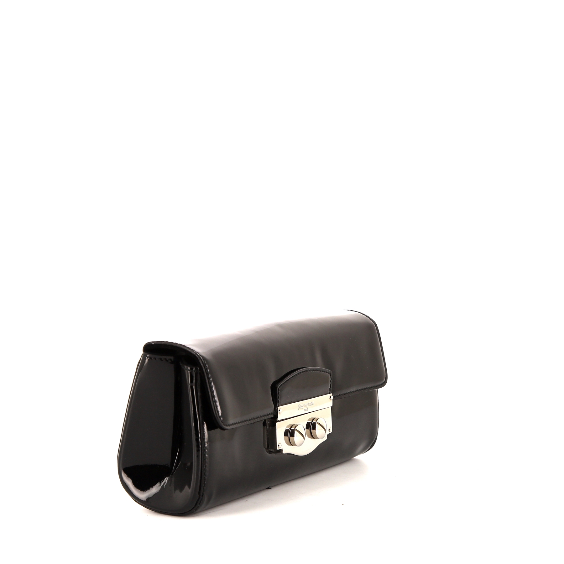 Pochette Saint Laurent Le Sixième en cuir verni noir