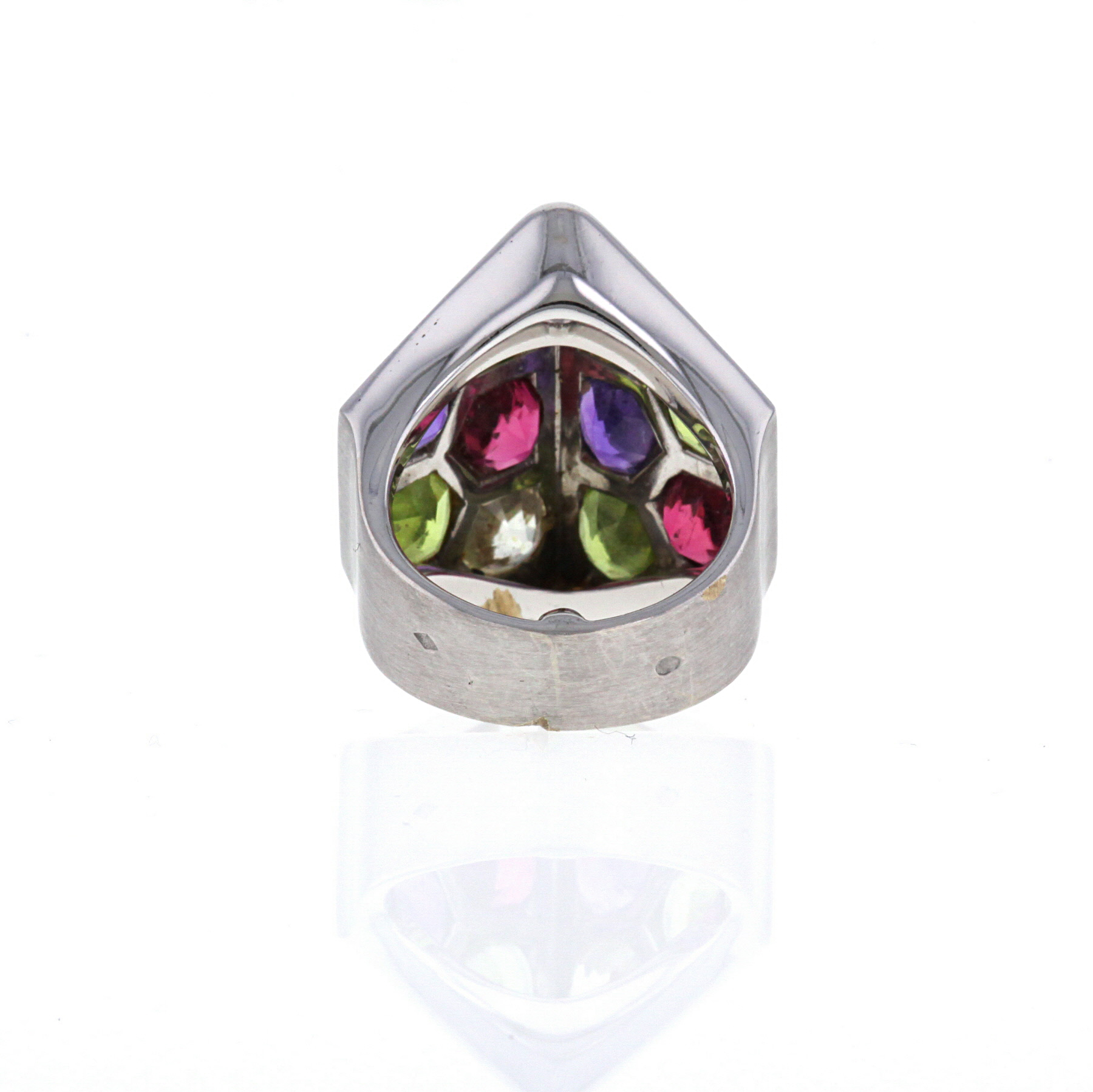1980'S Ring In White Gold, Diamonds And Tourmaline, In