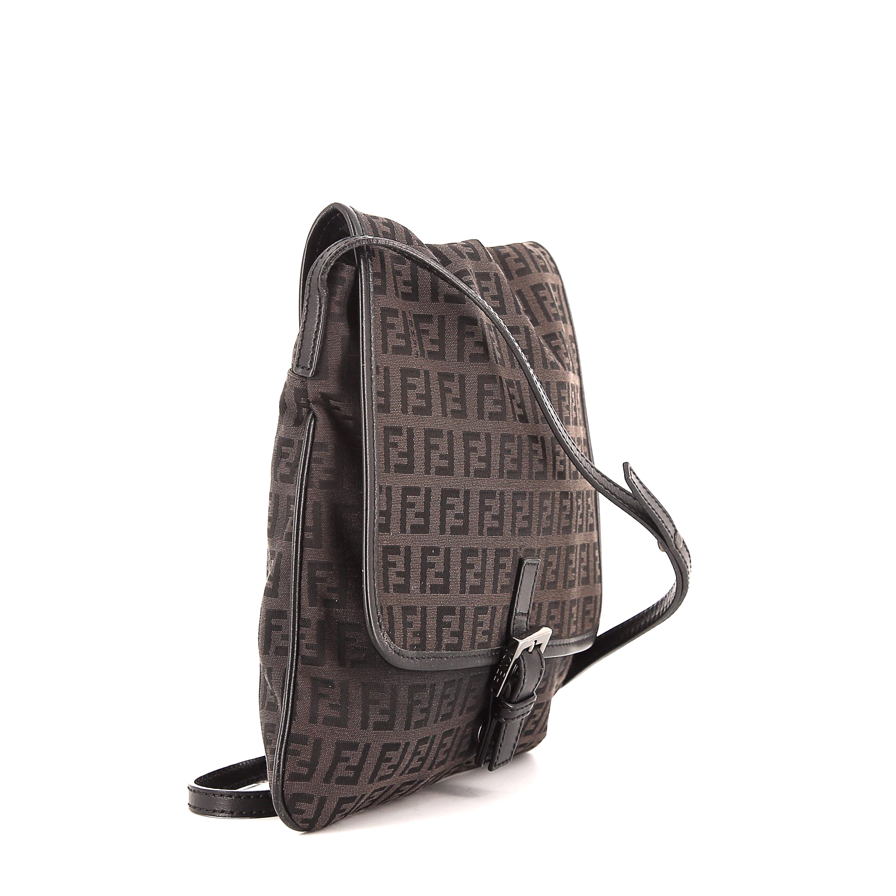 Bolso bandolera Fendi en lona Monogram marrón y cuero marrón