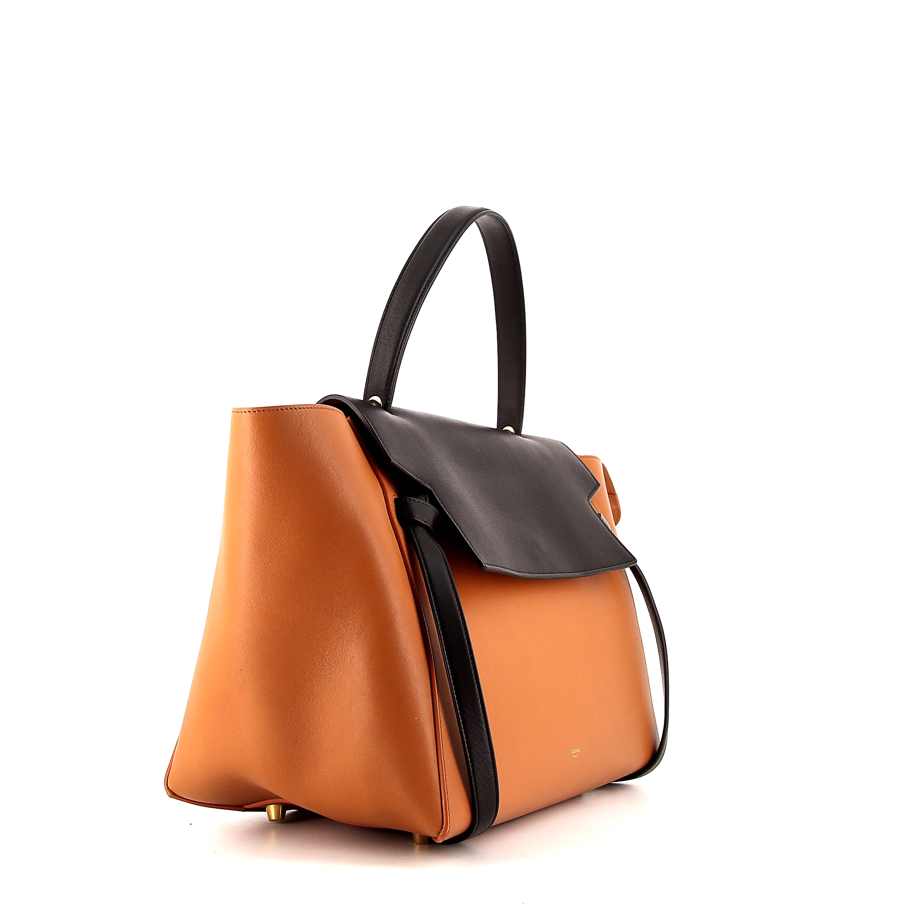 Borsa Celine Belt modello grande in pelle bicolore gold e nera