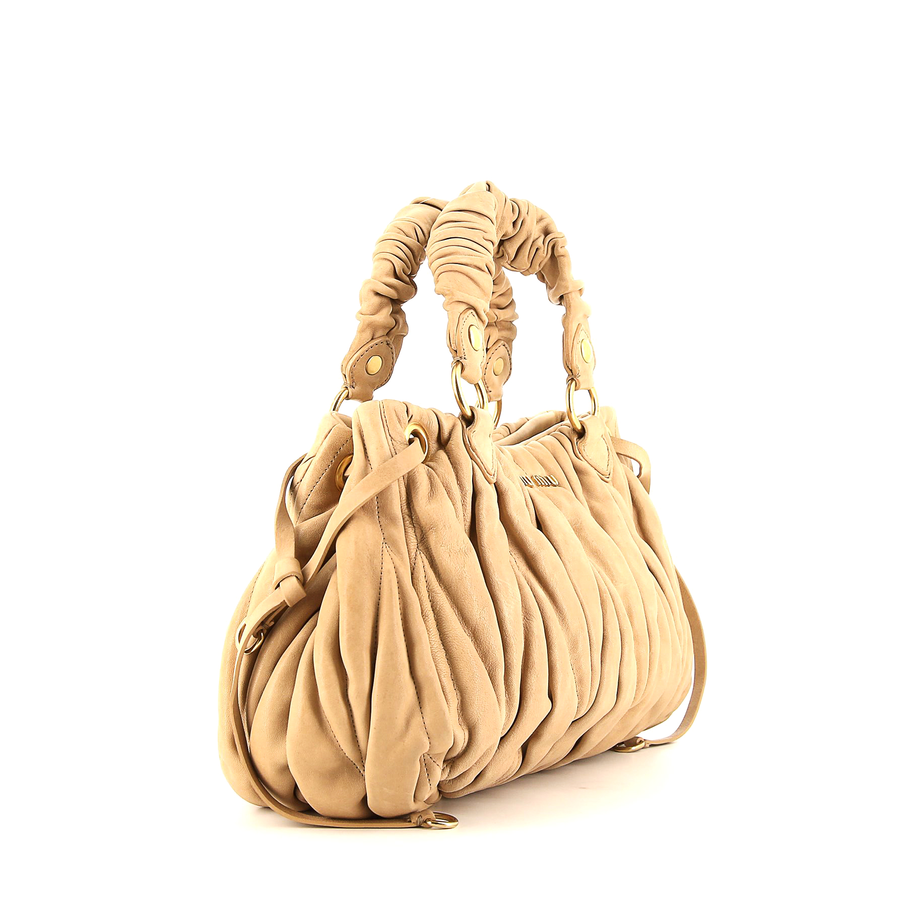 Bolso de mano Miu Miu en cuero beige