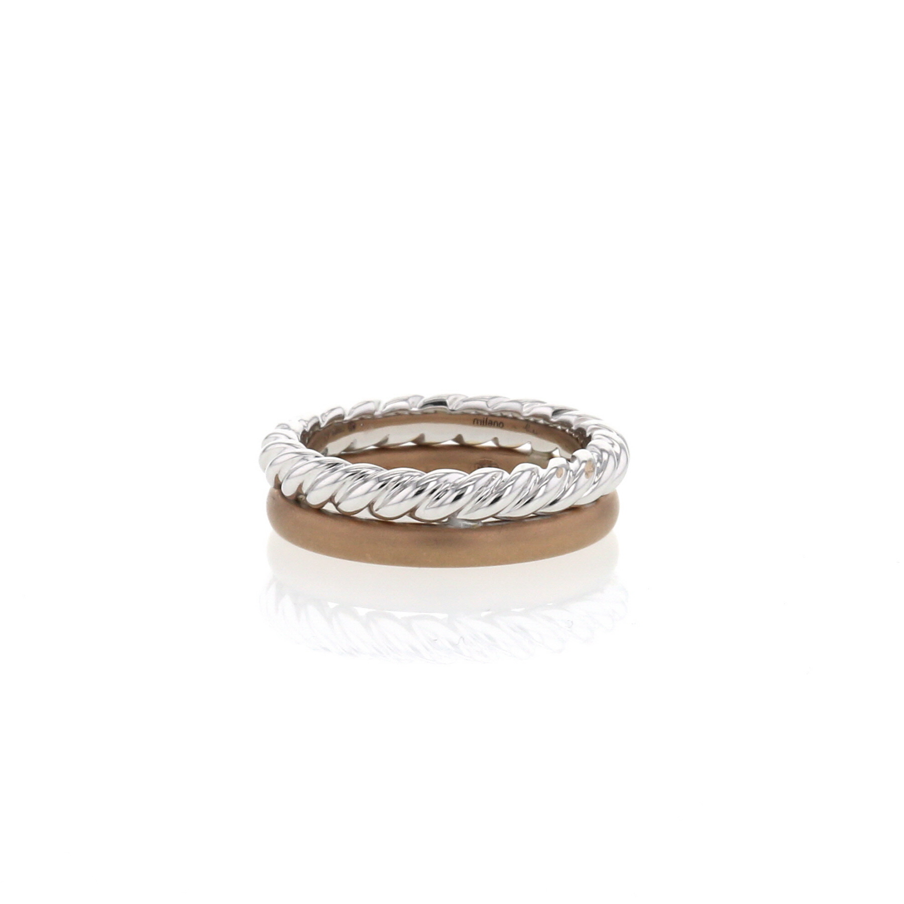 Pomellato Milano ring in white gold,  pink gold and diamond