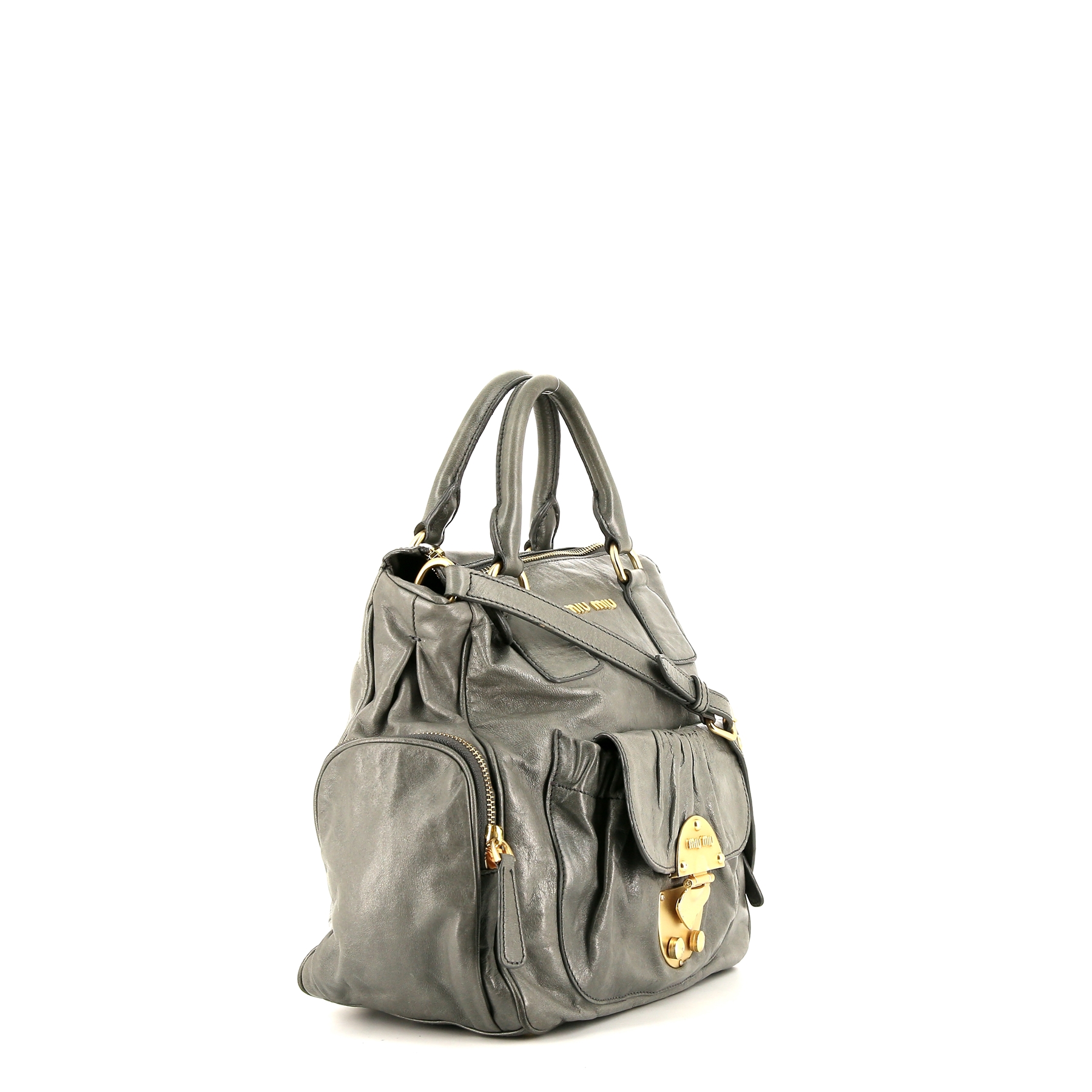 Miu Miu Coffer handbag in grey leather
