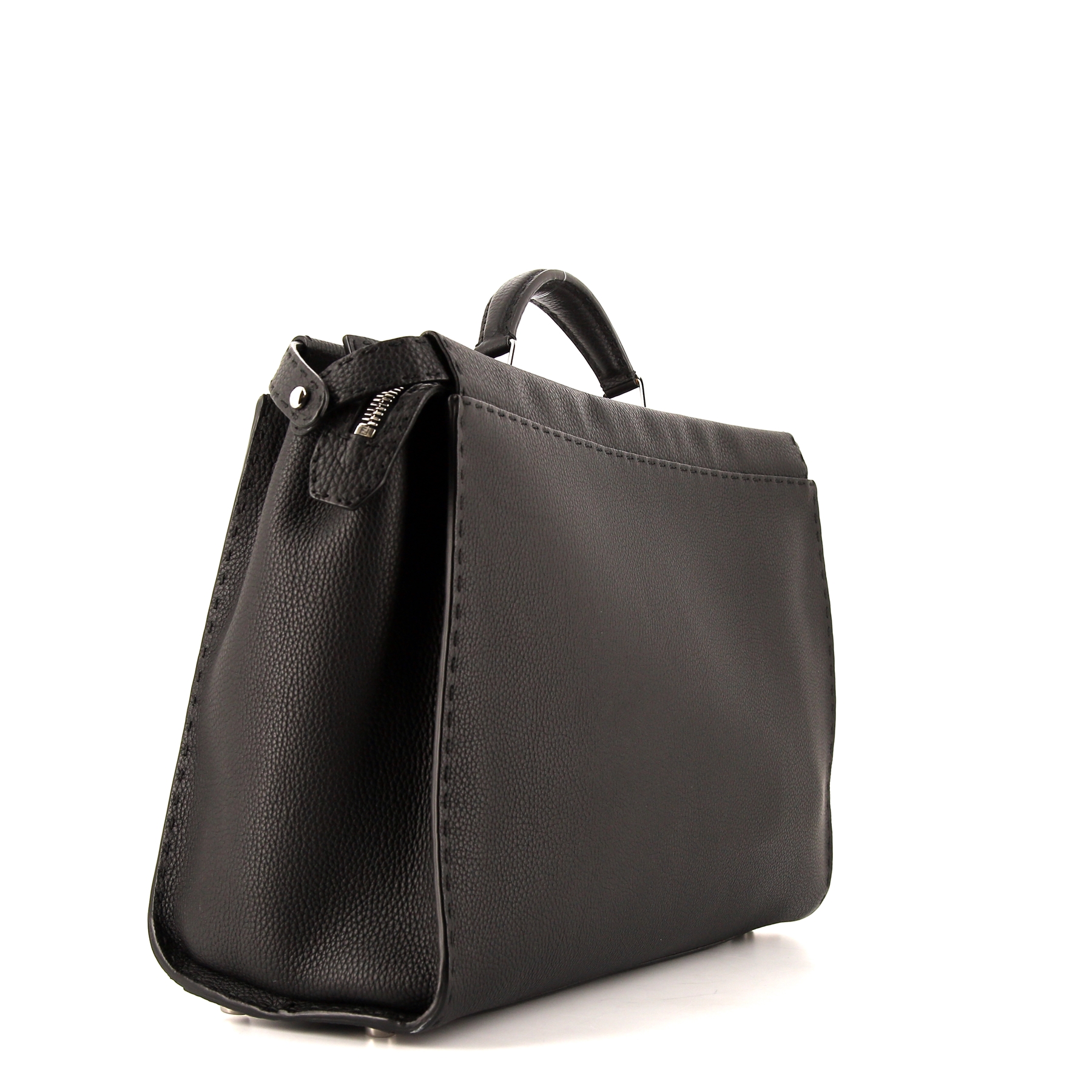Bolso para llevar al hombro Fendi  Peekaboo Selleria modelo grande  en cuero negro
