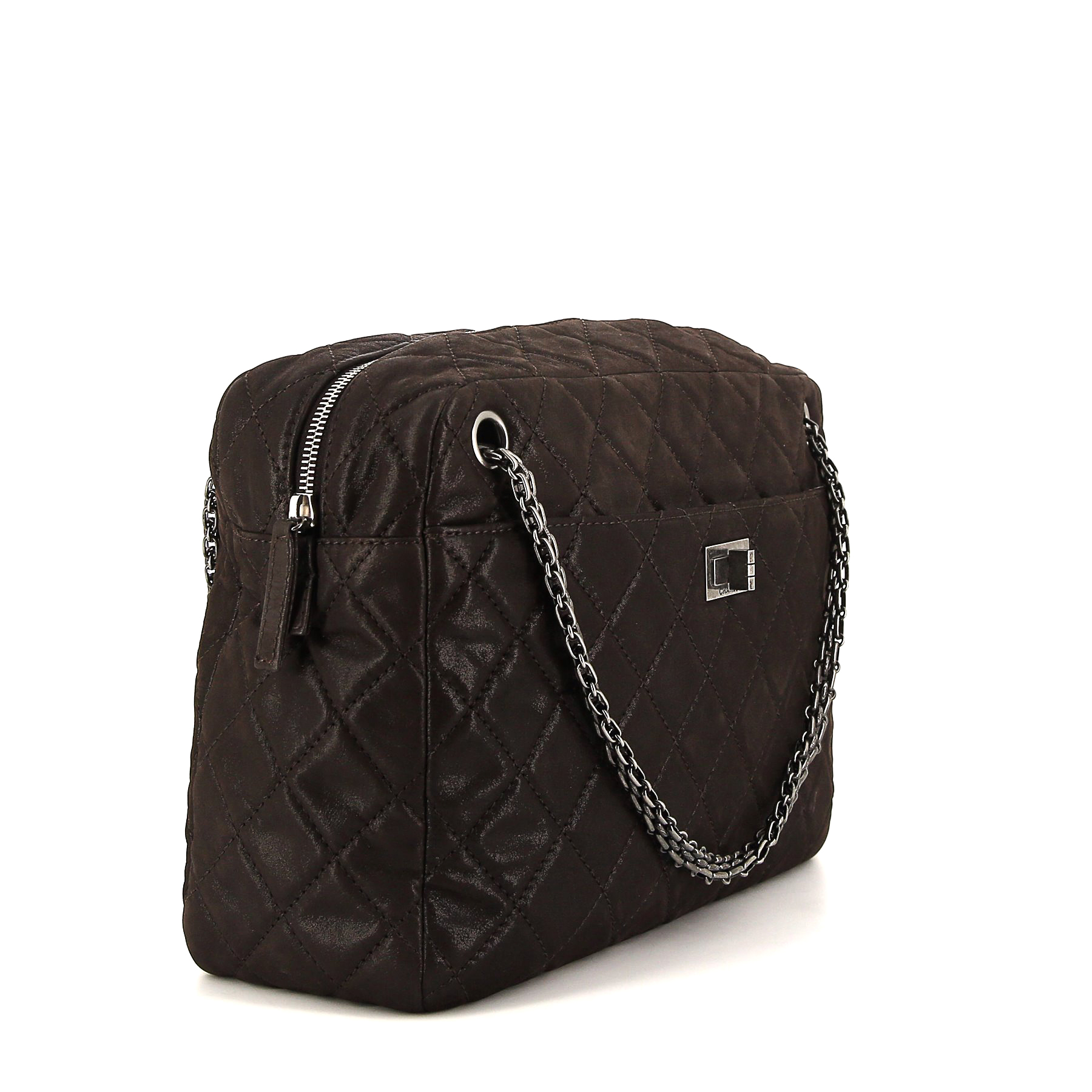 Sac à main Chanel Camera grand modèle en cuir matelassé marron