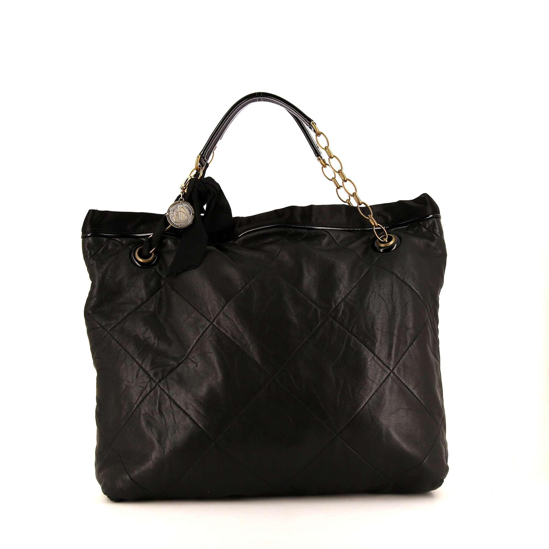 トートバッグ Lanvin Large Tote Bag In Black Brushed Leather Lanvin Large Cat Leather Tote Bag | Black | FARFETCH