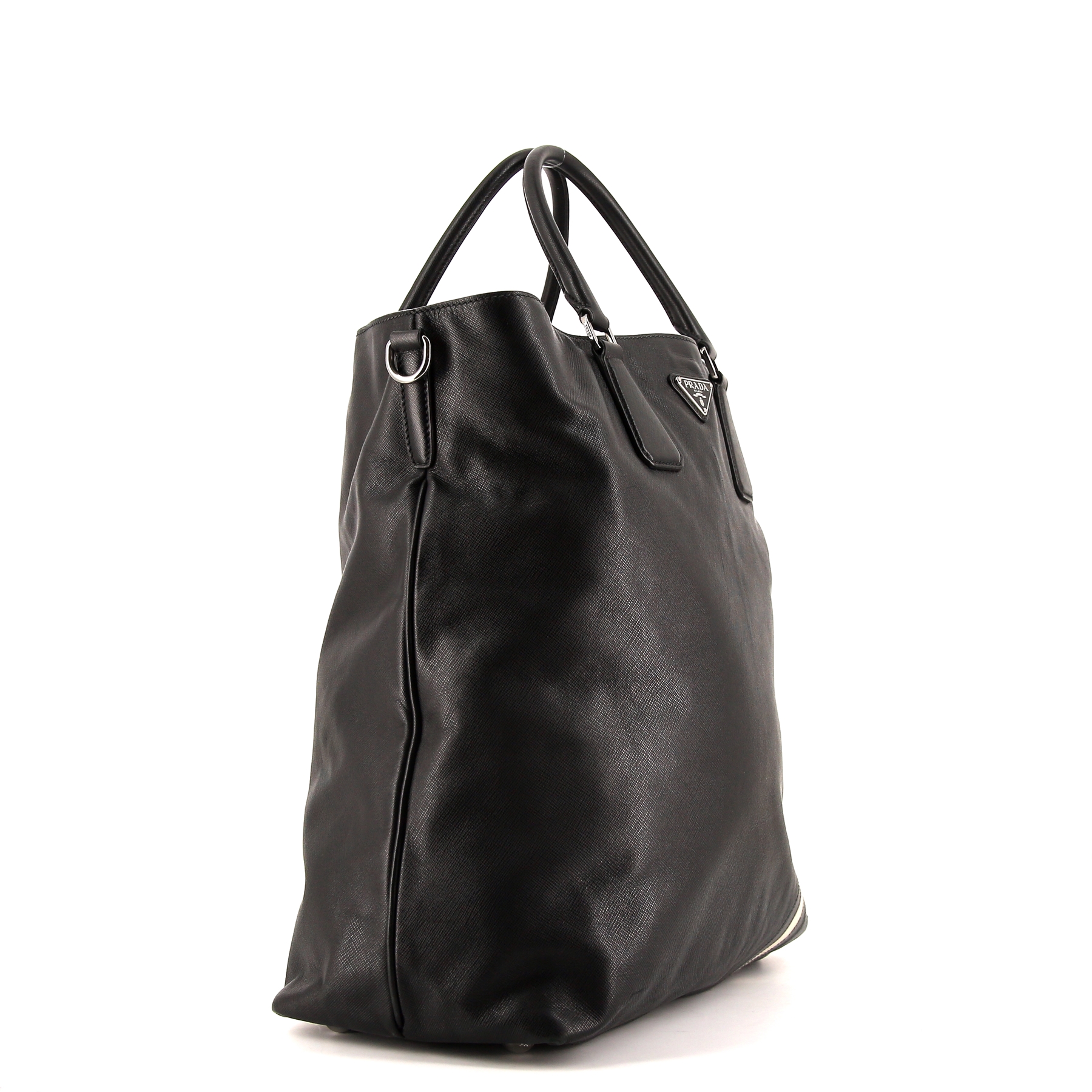Prada shopping bag in black, white and grey leather saffiano