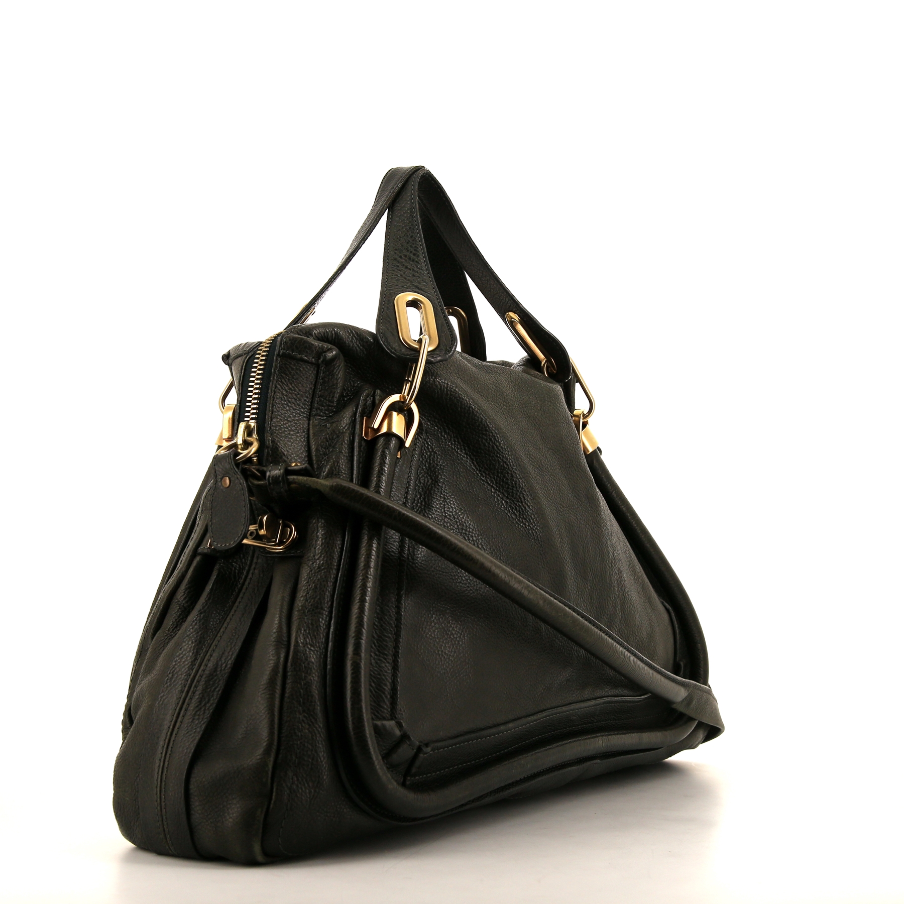 Sac à main Chloé Paraty grand modèle en cuir vert-foncé