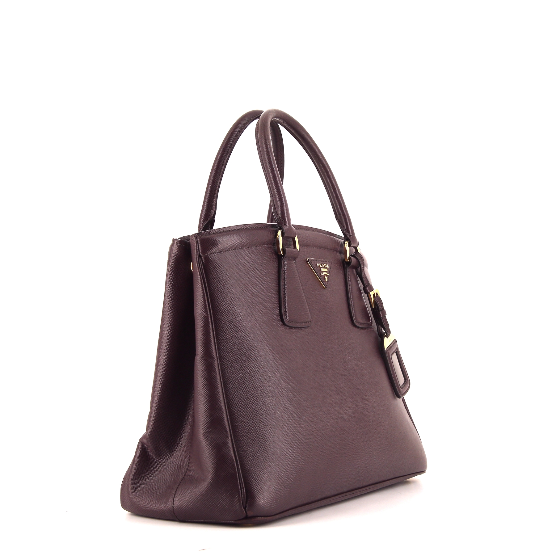 Prada Lux Tote shopping bag in purple leather saffiano