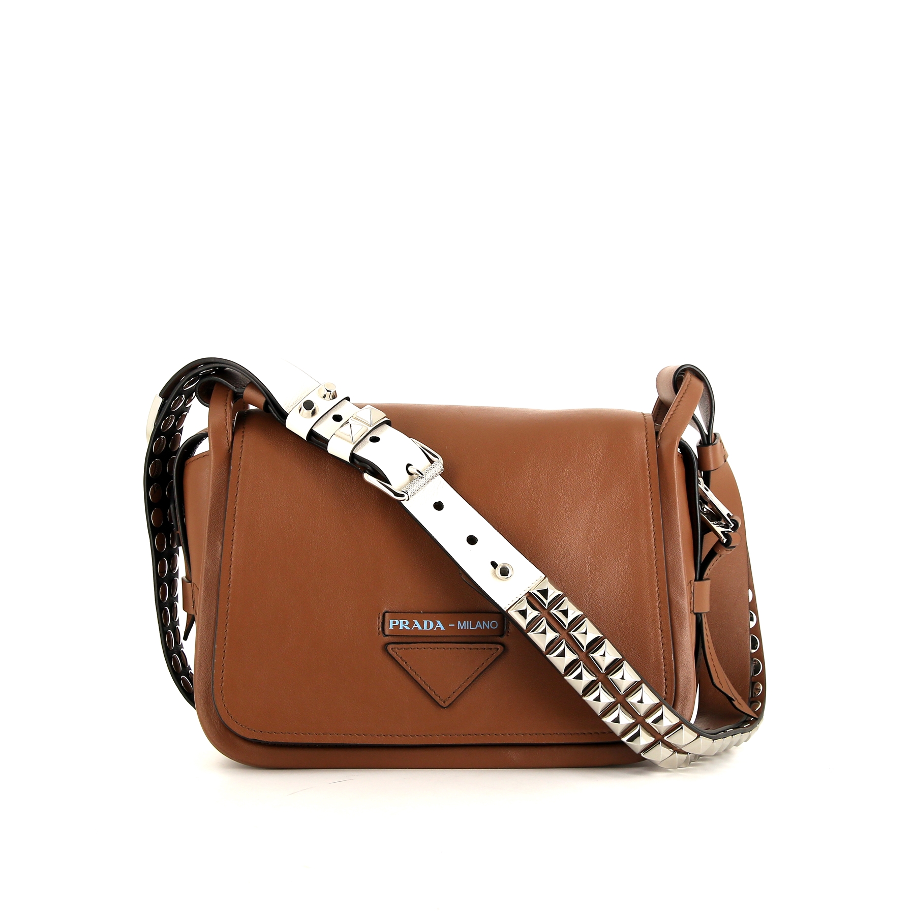 バッグ PRADA archive brown leather shoulder bag Prada Handbag Shoulder bag Brown Triangle logo Leather Suede
